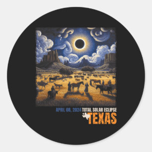 Gesamte Solar Eclipse Retro 8. April 2024 Astronom Runder Aufkleber