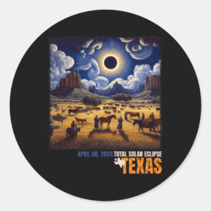 Gesamte Solar Eclipse Texas Farm Totality 8. April Runder Aufkleber