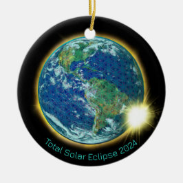 Gesamte solare Eclipse 2024 heilige Geometrie Keramik Ornament