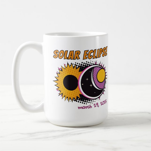 Gesamte Sonnenfinsternis 2025 Pop Art Design Kaffeetasse (Links)