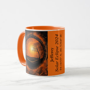 Gesamter Eclipse des Sun-GPS-Koordinatennamens Tasse