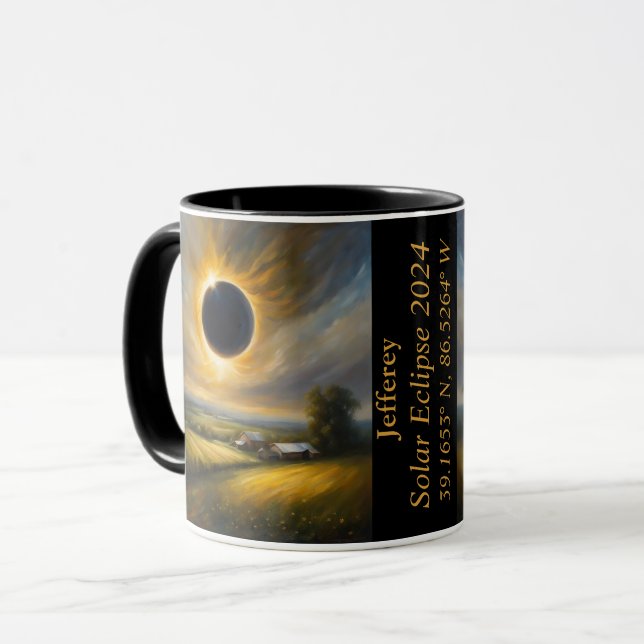 Gesamter Eclipse des Sun-GPS-Koordinatennamens Tasse (Vorderseite Links)