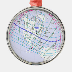 Gesamter Solar-Eclipse 2017 Globaler Pfad Ornament Aus Metall