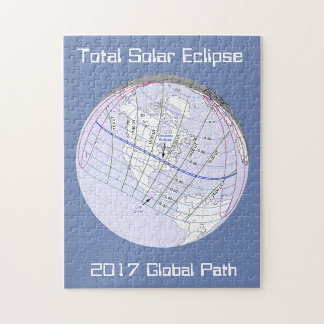 Gesamter Solar-Eclipse 2017 Globaler Pfad Puzzle (Vertikal)