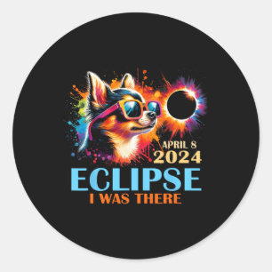 Gesamter Solar-Eclipse 2024 Chihuahua Hund ich war Runder Aufkleber