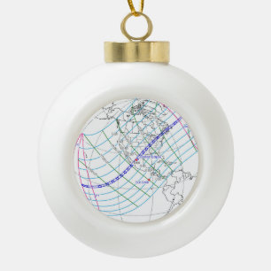 Gesamter Solar-Eclipse 2024 Globaler Pfad Keramik Kugel-Ornament