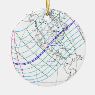 Gesamter Solar-Eclipse 2024 Globaler Pfad Keramik Ornament