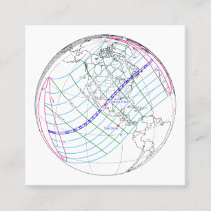 Gesamter Solar-Eclipse 2024 Globaler Pfad Quadratische Visitenkarte