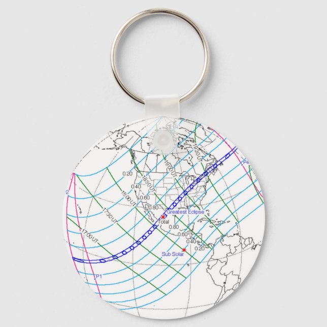 Gesamter Solar-Eclipse 2024 Globaler Pfad Schlüsselanhänger (Vorderseite)