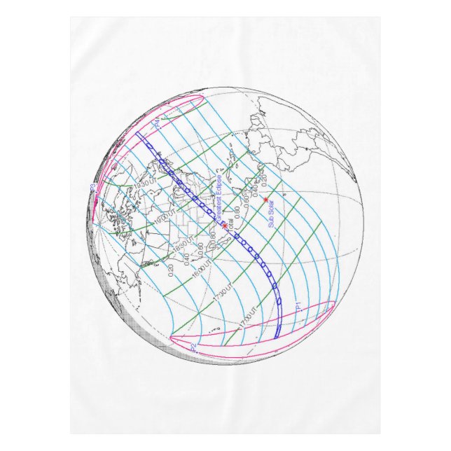 Gesamter Solar-Eclipse 2024 Globaler Pfad Tischdecke (Vorderseite)