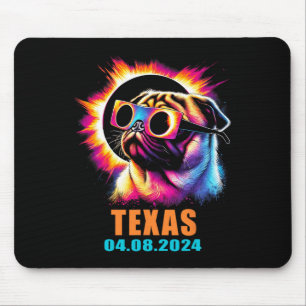 Gesamter Solar-Eclipse 2024 Mops Hund mit Gles Mousepad