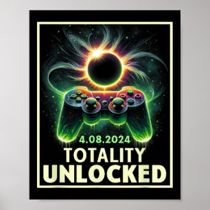 Gesamter Solar Eclipse 2024 Video Game Controller Poster