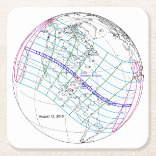 Gesamter Solar-Eclipse 2045 Globaler Pfad Rechteckiger Pappuntersetzer