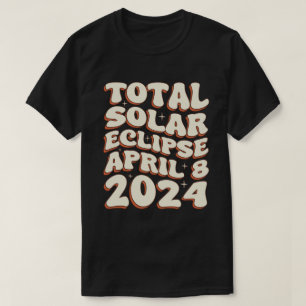 Gesamter Solar Eclipse 8. April 2024 Retro Groovy T-Shirt