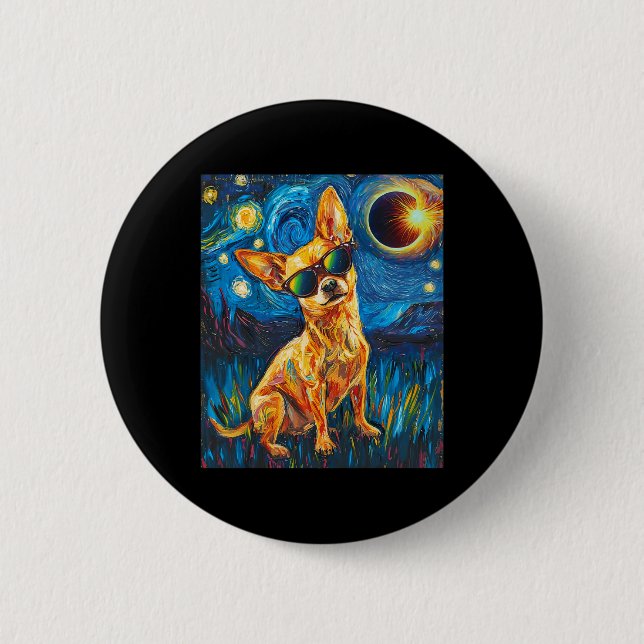 Gesamter Solar Eclipse Chihuahua Dog Button (Vorderseite)