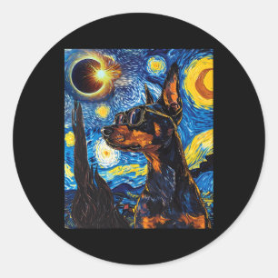 Gesamter Solar Eclipse Doberman Dog Runder Aufkleber