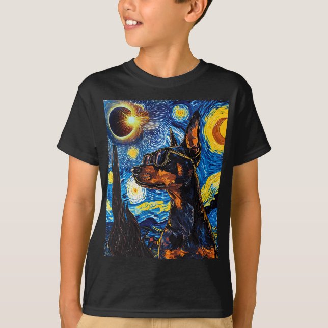 Gesamter Solar Eclipse Doberman Dog T-Shirt (Vorderseite)