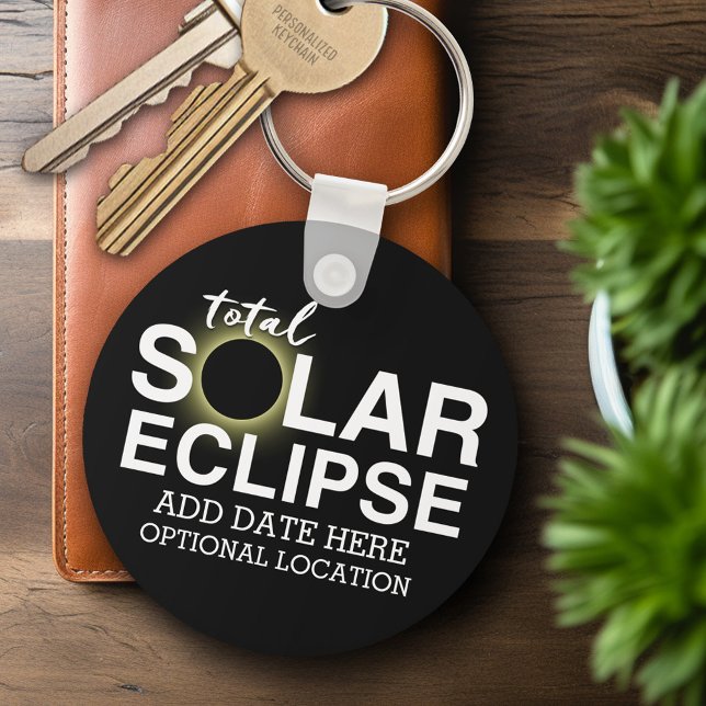 Gesamter Sonnenkollektor - 2024 oder Zolldatum Schlüsselanhänger (Personalized Keychain - Solar Eclipse)