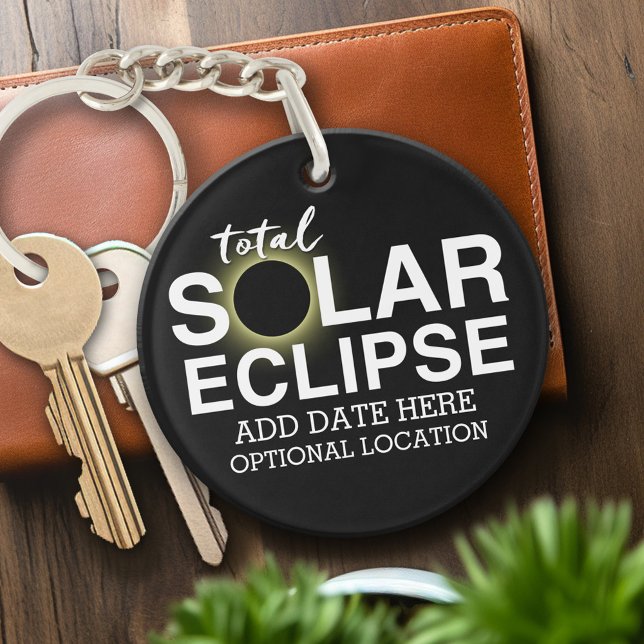 Gesamter Sonnenkollektor - 2024 oder Zolldatum Schlüsselanhänger (Personalized Keychain - solar eclipse)