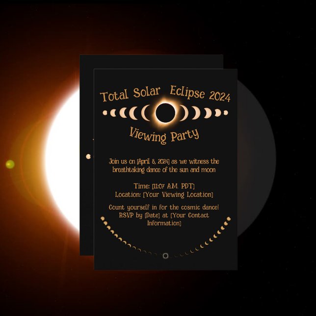 Gesamter Sonnenkollektor - Zolldatenkarte 2024 Mitteilungskarte (Total Eclipse Invitation: Witness the celestial ballet: the sun, the moon, and the cosmic dance)