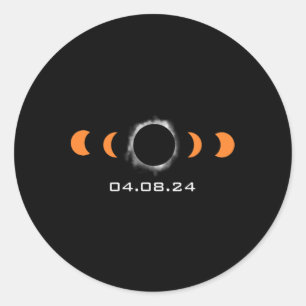 Gesamter Sun Eclipse Solar 8. April 2024 Pfad des Runder Aufkleber