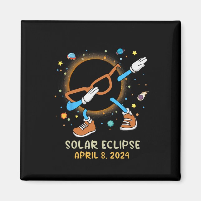Gesamtes Solar-Eclipse 2024 Fun Dabbing für Kinder Magnet (Vorne)