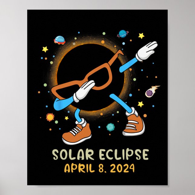 Gesamtes Solar-Eclipse 2024 Fun Dabbing für Kinder Poster (Vorne)