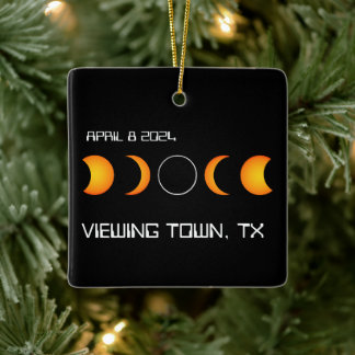 Gesamtes Solar-Eclipse 2024 Personalisierter Stadt Keramikornament