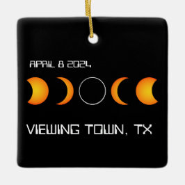 Gesamtes Solar-Eclipse 2024 Personalisierter Stadt Keramikornament