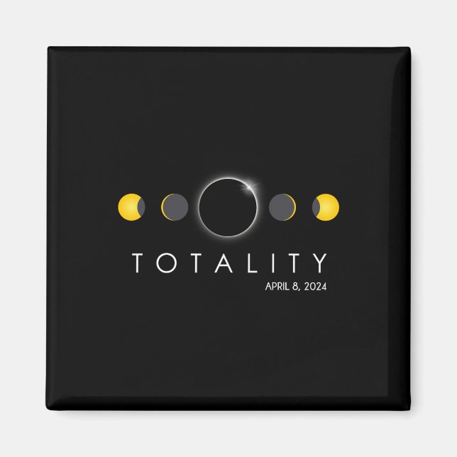 Gesamtes Solar-Eclipse 8. April 2024 Phasen Totali Magnet (Vorne)