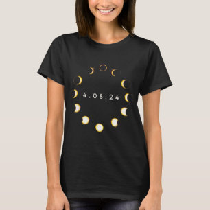 Gesamtes Solar-Eclipse 8. April 2024 Phasen Totali T-Shirt