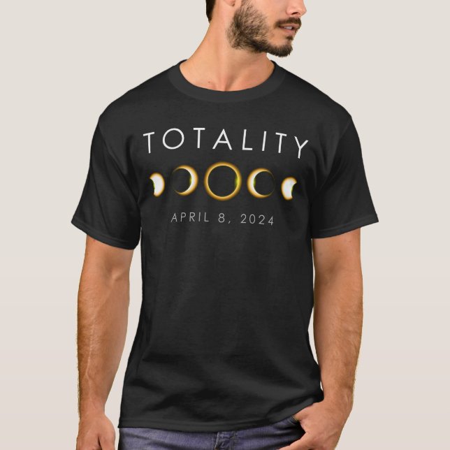 Gesamtes Solar-Eclipse 8. April 2024 Phasen Totali T-Shirt (Vorderseite)