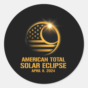 Gesamtes Solar-Eclipse 8. April 2024 Totality Astr Runder Aufkleber