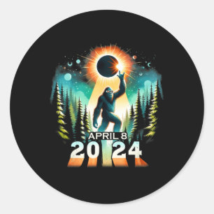 Gesamtes Solar-Eclipse 8. April Solar-Eclipse 2024 Runder Aufkleber