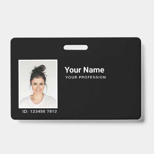 GesamtSchwarz Mitarbeiter Foto Bar oder Qr Code Lo Ausweis (Vorderseite)