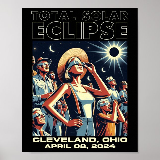 Gesamtsolare Eclipse Cleveland Poster (Vorne)