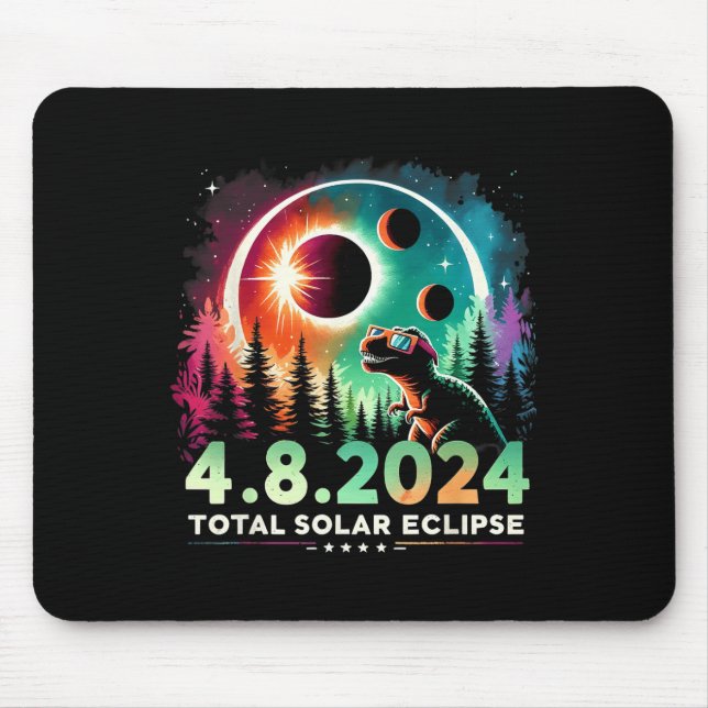 Gesamtsolare Eclipse Funny Dinosaurier mit Gläsern Mousepad (Vorne)