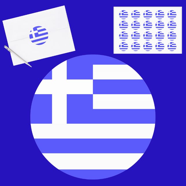 Gesamtwert der griechischen Flagge Runder Aufkleber (Von Creator hochgeladen)