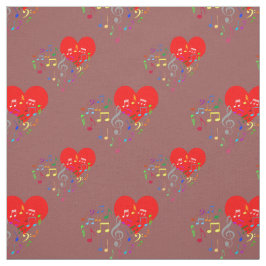 Gesang Herz Muster. Rote Herzen, farbenfrohe Notiz Stoff