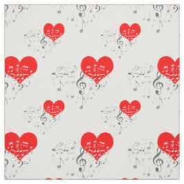 Gesang Herz Muster. Rote Herzen, graue Hinweise Stoff