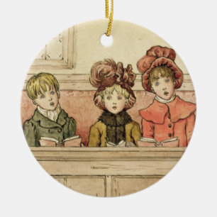 Gesang in der Kirche (w/c auf Papier) Keramikornament