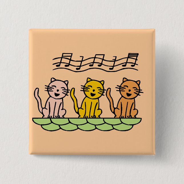Gesang-Katzen T-Shirts und Geschenke Button (Vorderseite)