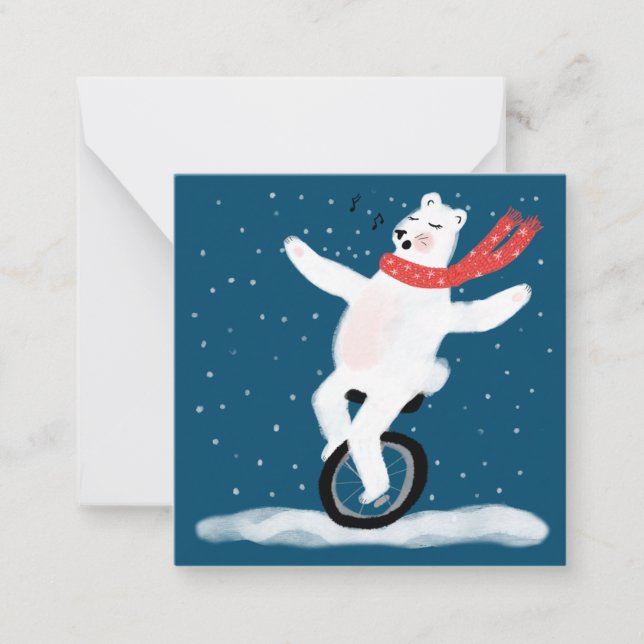 Gesang Polar Bear Holiday Card Anpassen! Mitteilungskarte (Vorderseite)