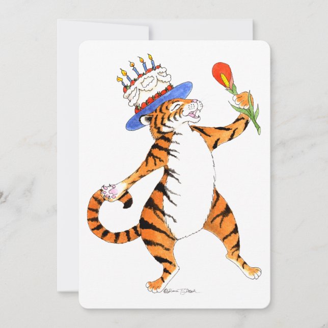 Gesang-Tiger-Geburtstags-Party Einladung (Vorderseite)