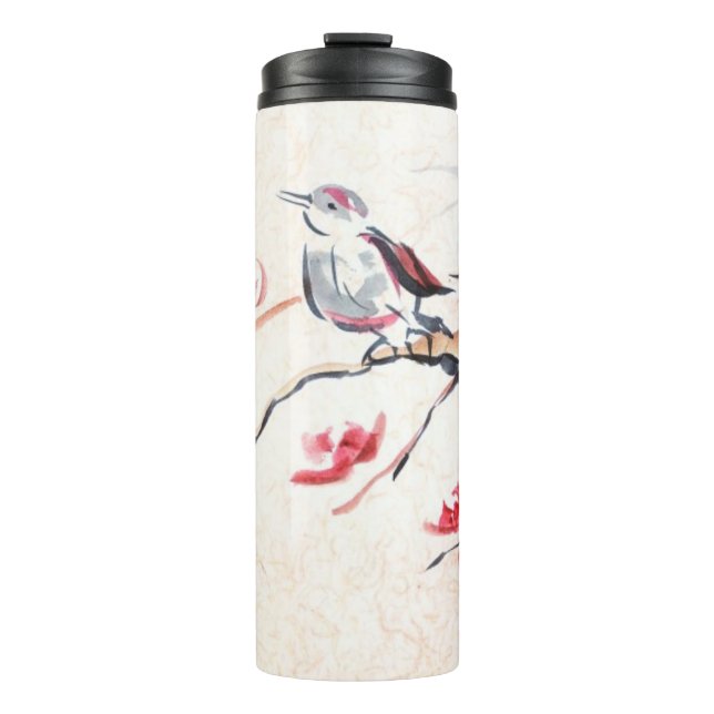 Gesang-Vogel-Hintergrund Thermosbecher (Vorderseite)