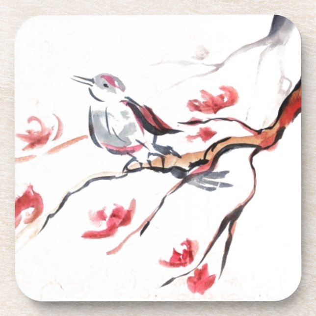 Gesang-Vogel-Hintergrund Untersetzer (Vorderseite)
