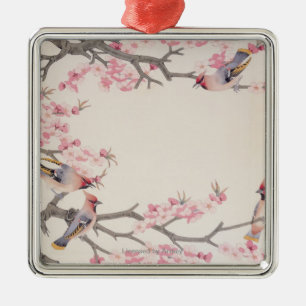 Gesang-Vögel im Frühjahr Silbernes Ornament