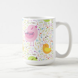 Gesang Vögel mit musikalischen Noten personalisier Tasse