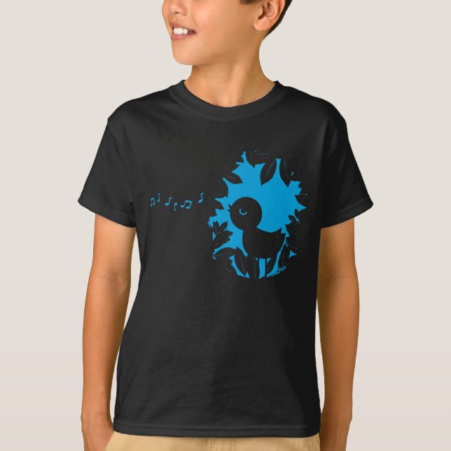 Gesang-Vogel scherzt dunklen T - Shirt (Vorderseite)