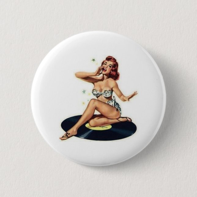 GesangButton herauf Mädchen Button (Vorderseite)